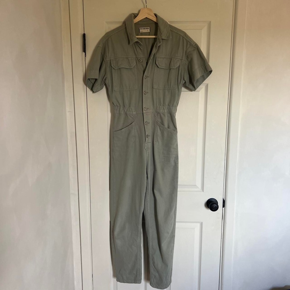 We The Free Jumpsuit Womens S Green Cotton Utility Boiler Suit Workwear Gorpcore